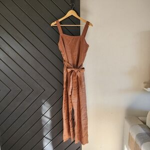 Everlane The Linen Side Button Jumpsuit - Carob Brown Size 2